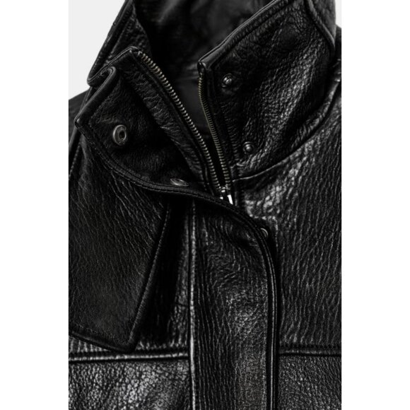 ZARA LEATHER JACKET WITH ADJUSTABLE WAIST - Picture 10 of 10
